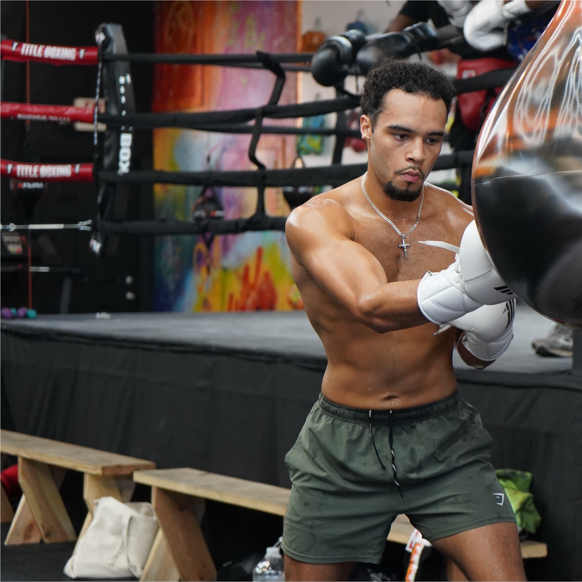 Heavy bag work at Franklin Gym
